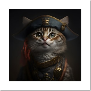 Pirate Cat in Uniform Portrait Posters and Art